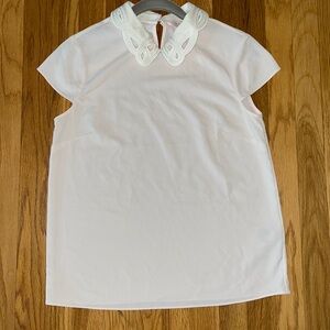 Ted Baker Athilia Crepe Embroidered Collar Top Size 1 Feminine